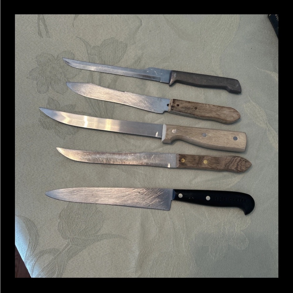 5 Vintage Knives Assorted Brands Need Sharpened Dexter Utica Frontier Horse Used